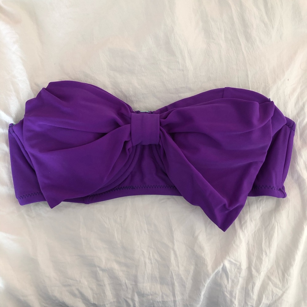 Purple bow bikini top